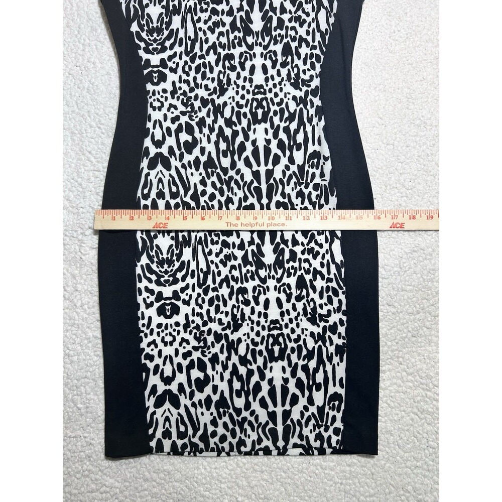Kardashian Kollection Womens Dress Size S Black White Snow Leopard Print Bodycon - Picture 3 of 12